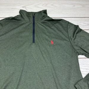 Polo Ralph Lauren Performance Green 1/4 Zip Lightweight Pullover Shirt Men's M